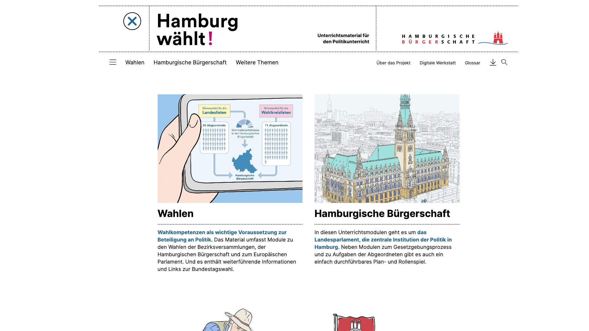 Screenshot der Website Hamburg Waehlt